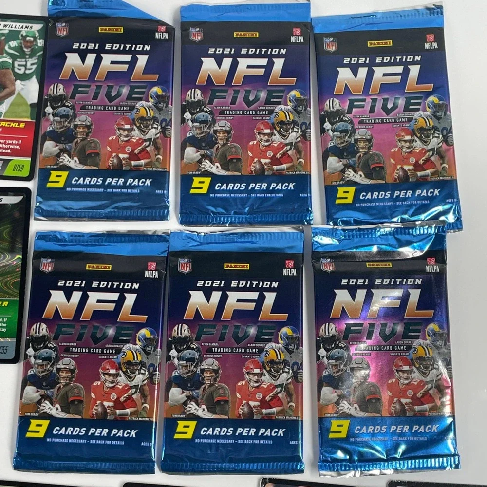Panini NFL Five 2021 TCG Card Lot 100+ Cards 6 Sealed Packs Mixon Carr Kelce